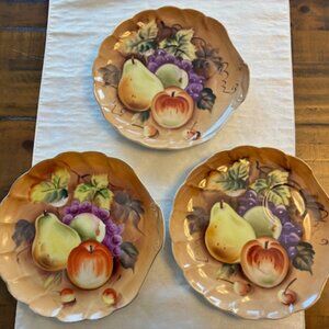Vintage Lefton China Handpainted Decorative plate in "Heritage Brown Fruit"